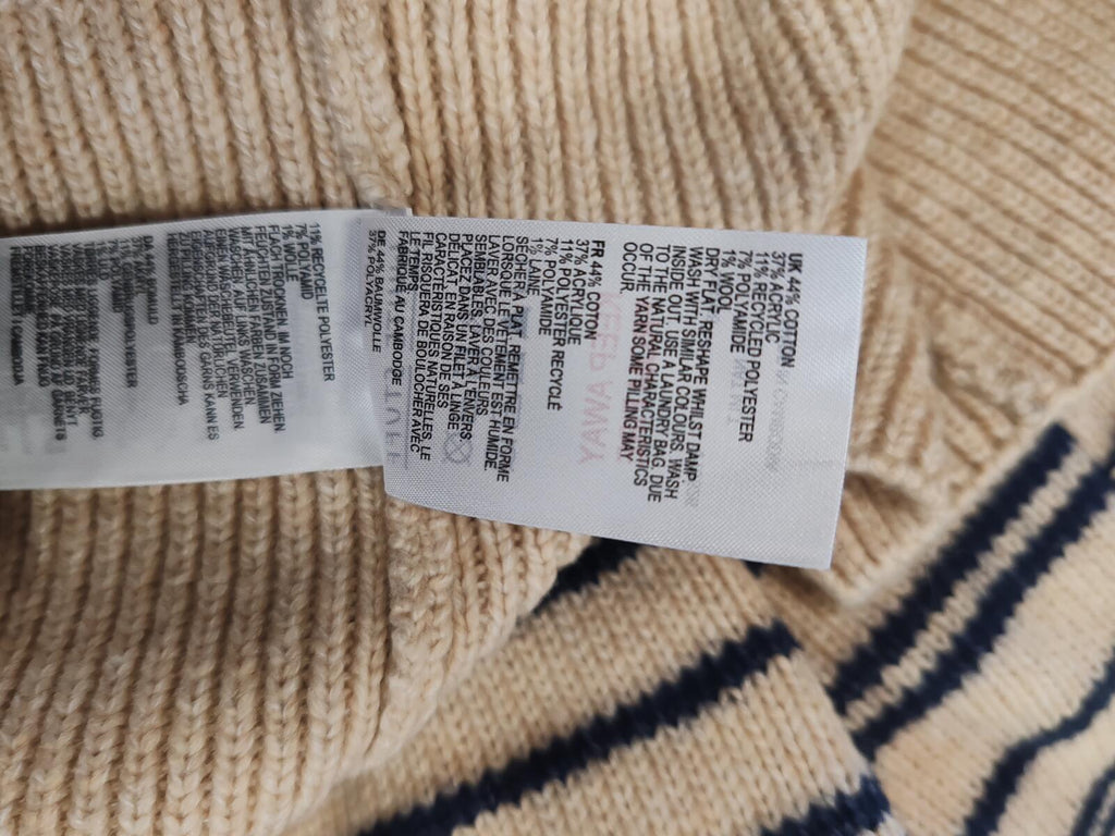 White Stuff | UK 8 | Beige & Navy Stripped Jumper | Cotton