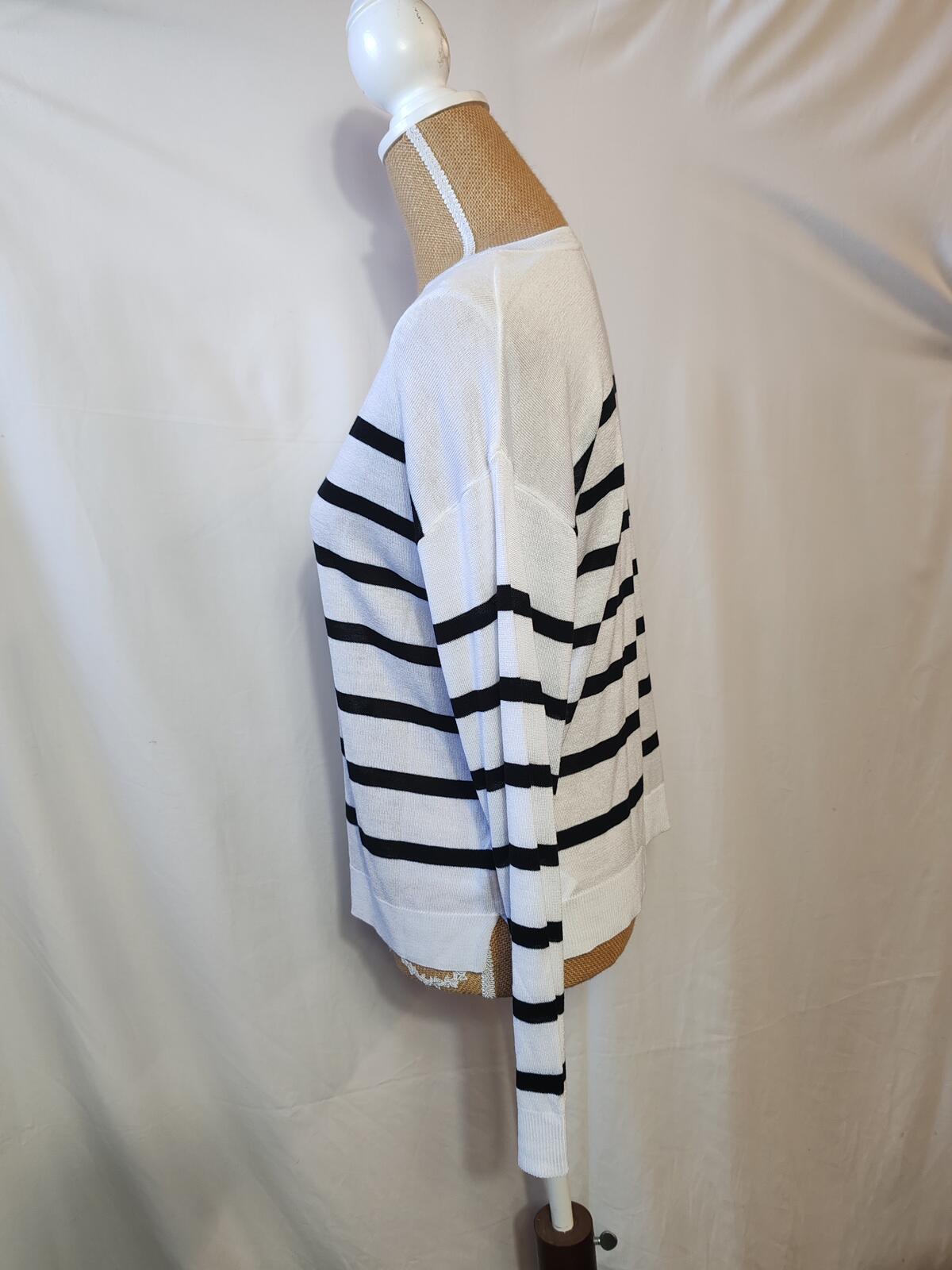M&s | S | White & Black Striped Jumper | Acrylic