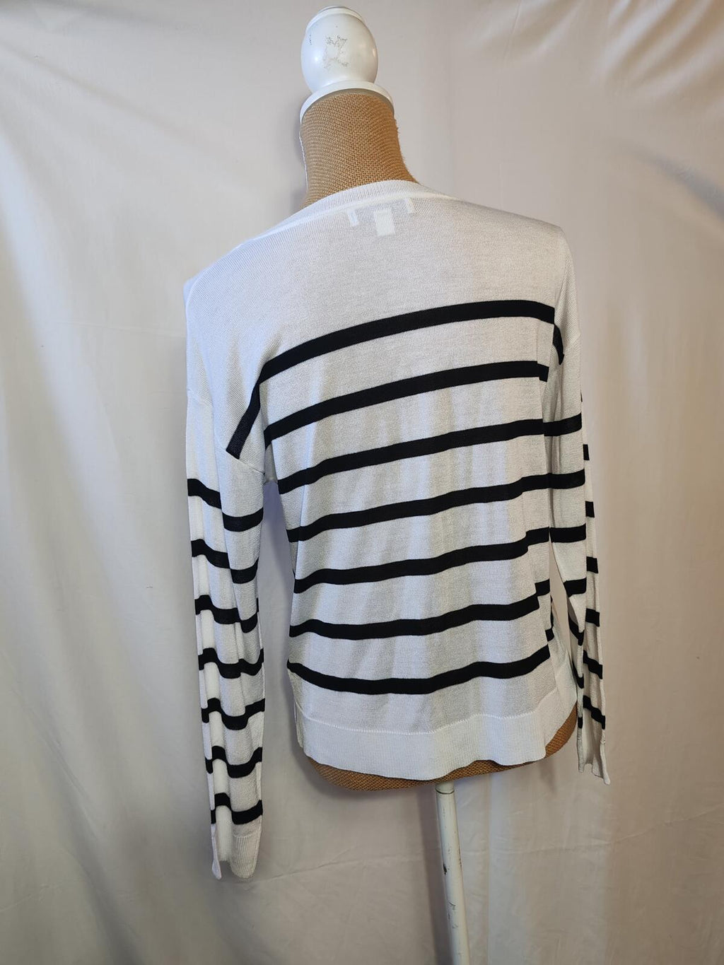 M&s | S | White & Black Striped Jumper | Acrylic
