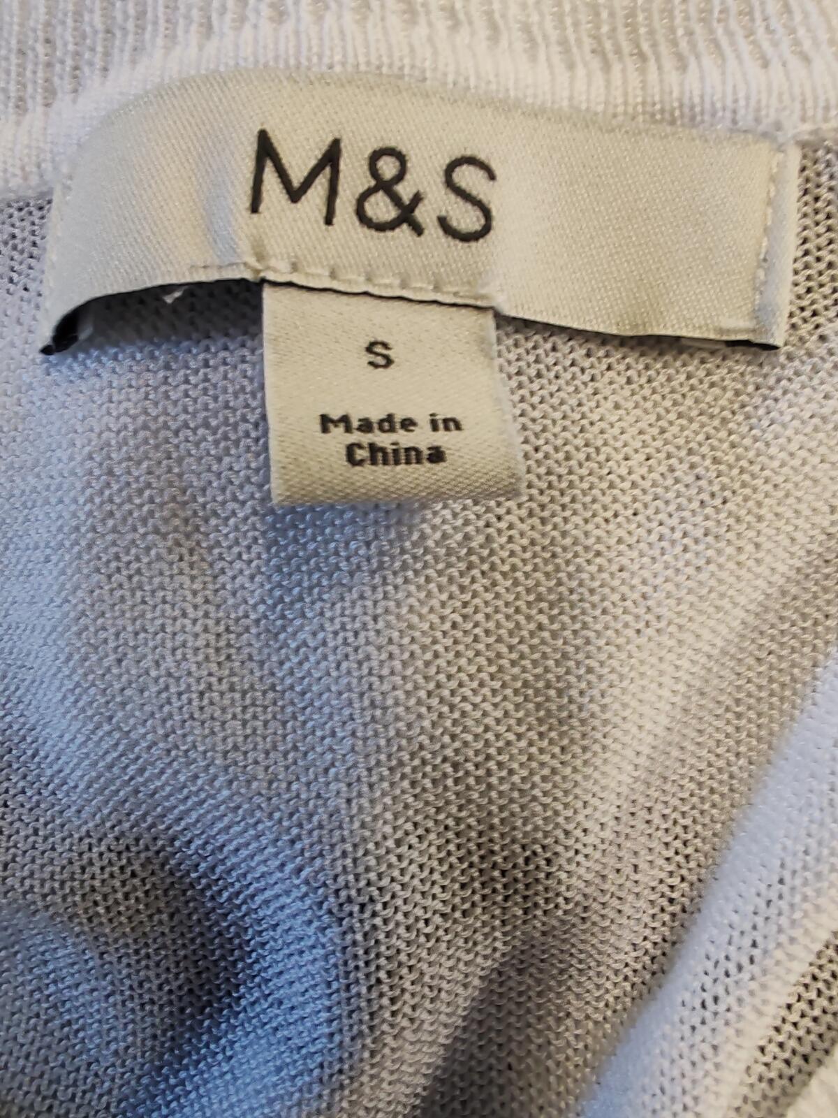M&s | S | White & Black Striped Jumper | Acrylic