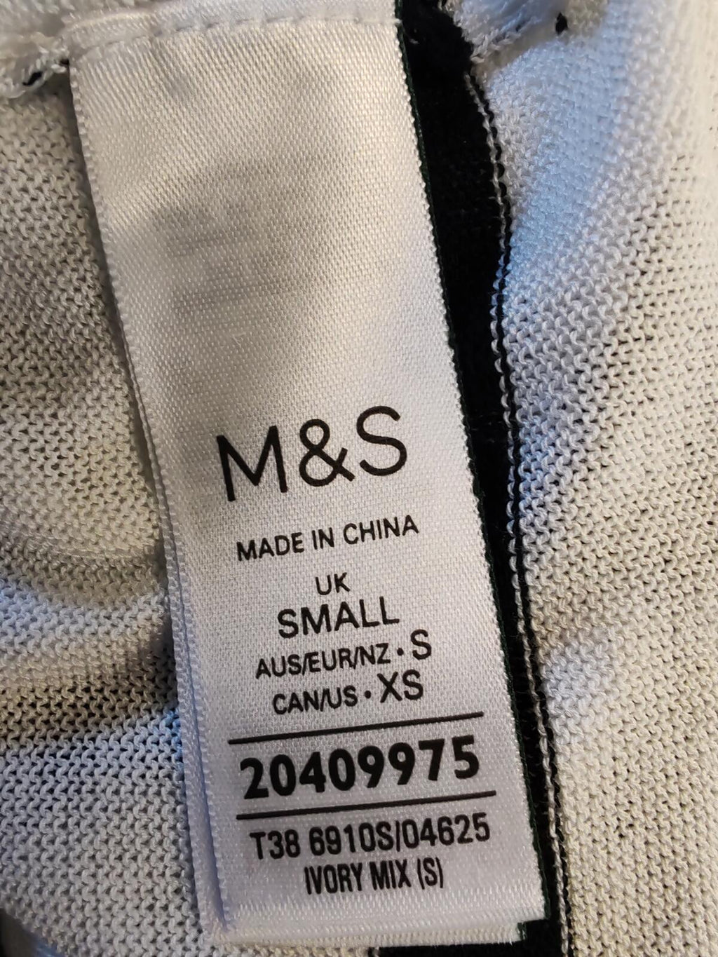 M&s | S | White & Black Striped Jumper | Acrylic