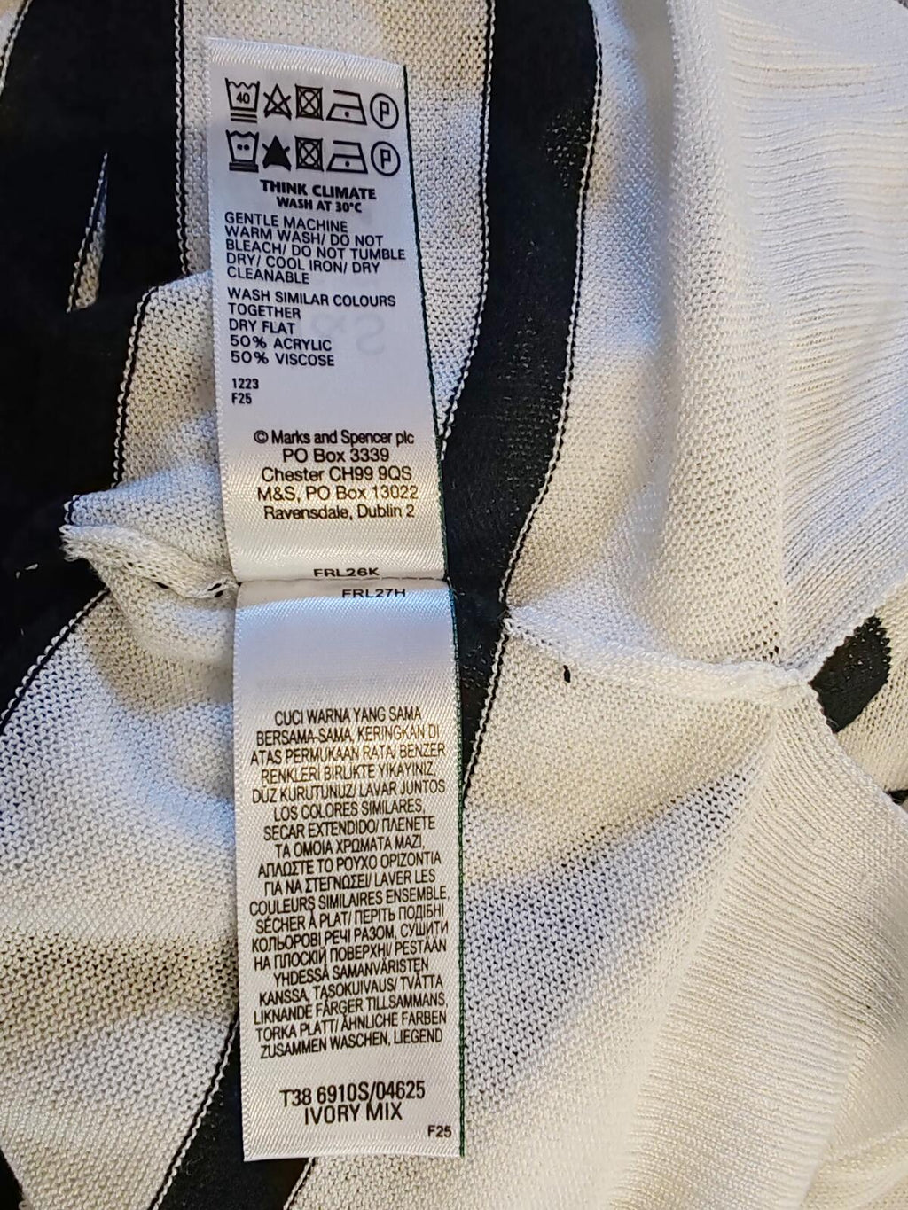 M&s | S | White & Black Striped Jumper | Acrylic