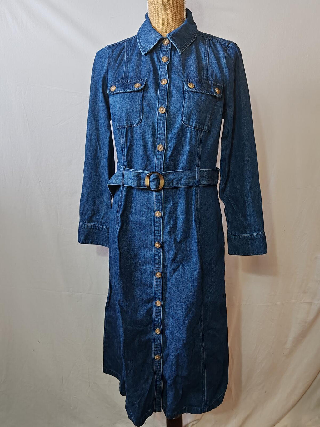 Dannii Minogue | UK 10P | Button Denim Dress | Cotton