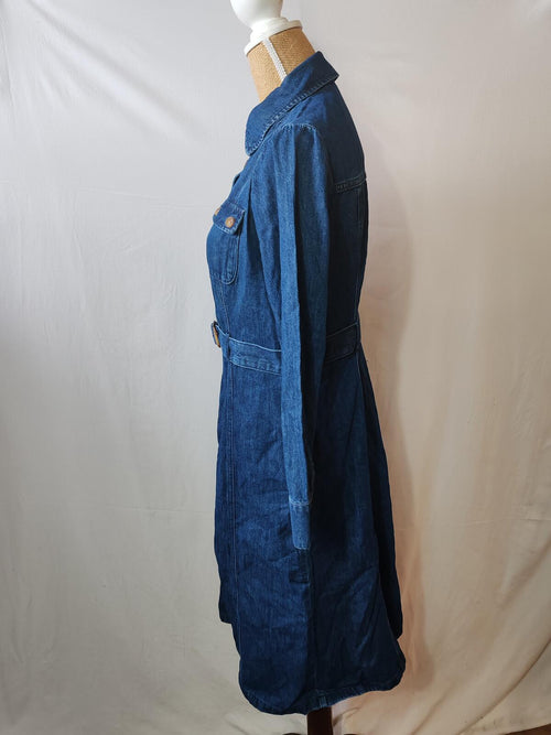 Dannii Minogue | UK 10P | Button Denim Dress | Cotton