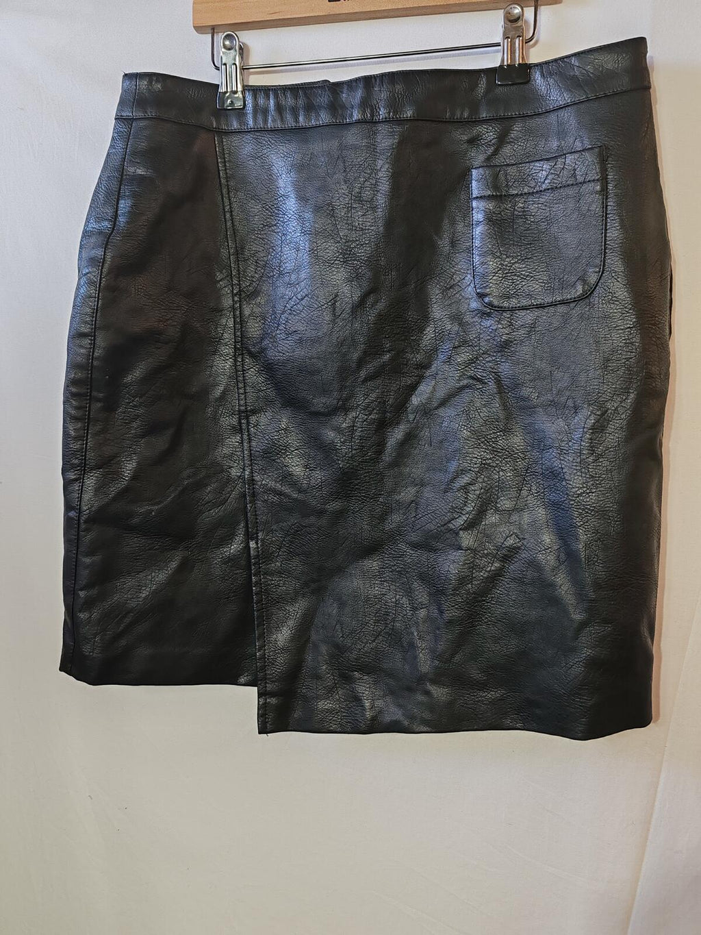 Paraphrase | UK 12 | Black Faux Leather Skirt | Polyurethane