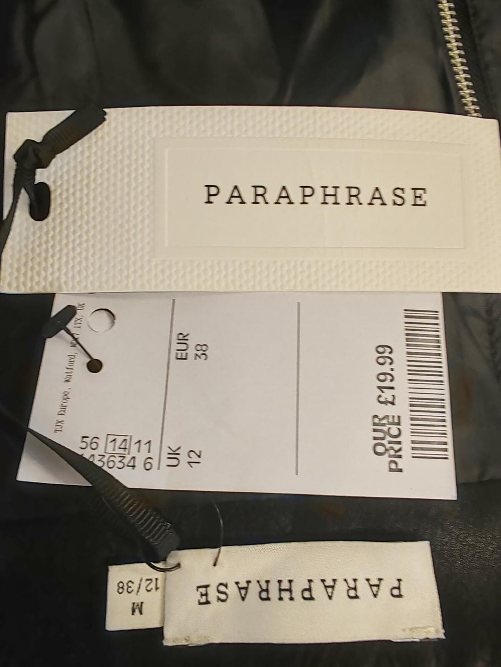 Paraphrase | UK 12 | Black Faux Leather Skirt | Polyurethane