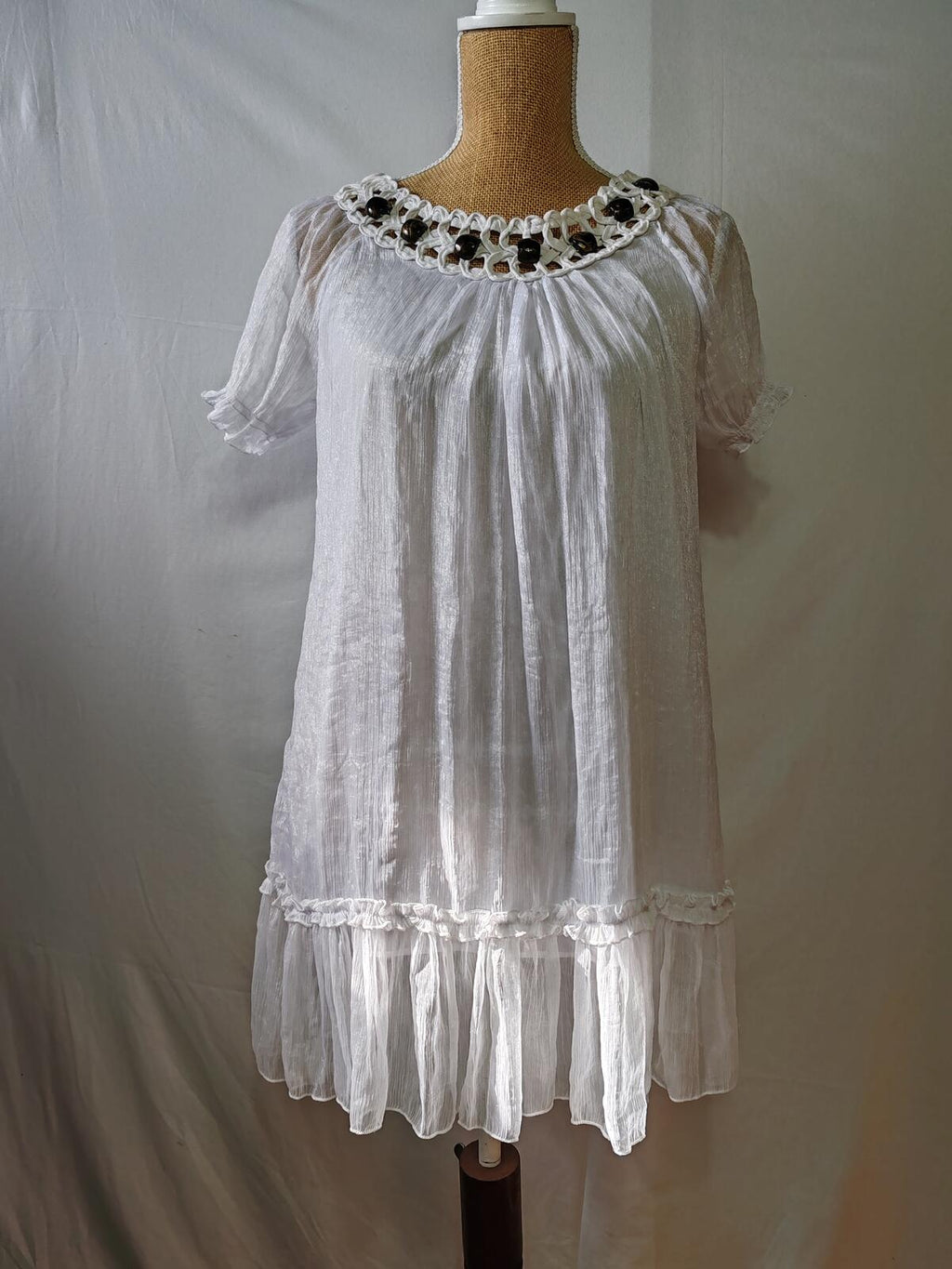 Maner | UK 10-12 | White Shimmery Tunic | Polyester