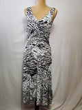 Oasis | UK 14 | White & Black Patterned Dress | Viscose
