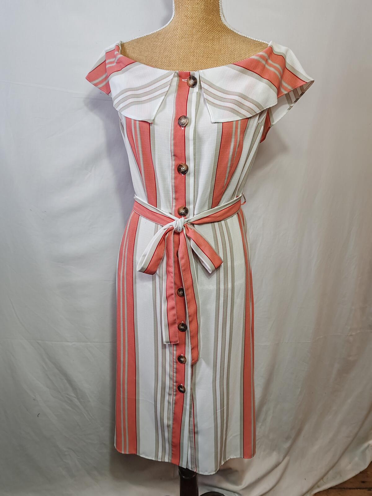 Peacocks | UK 14 | Striped Dress | Polyester