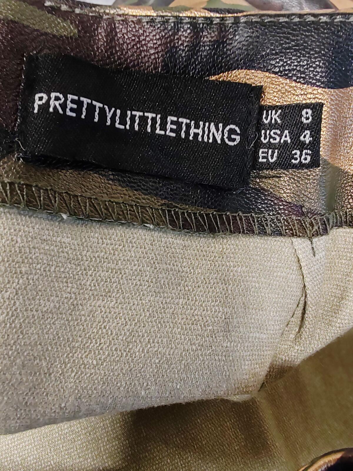 Pretty Little Thing | UK 8 | Army Faux Leather Skirt