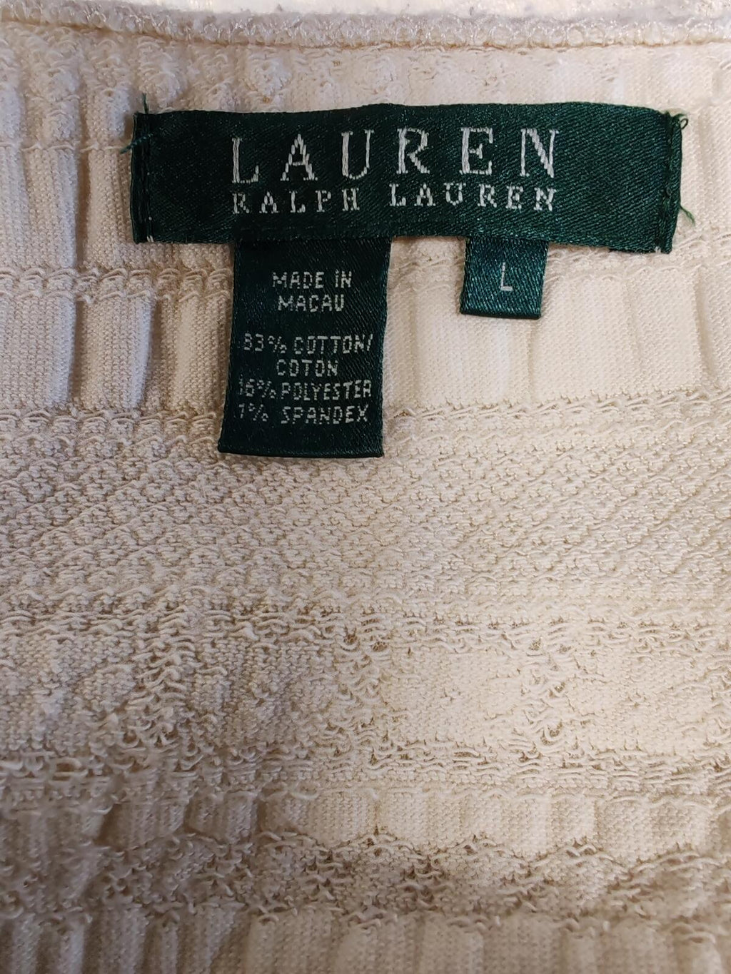Lauren Ralph Lauren | Large | Cream Multi Patterned Tshirt | Cotton