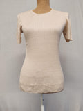 St Michael | M&s | UK 12 | Vintage Beige Knitted Tshirt | Silk