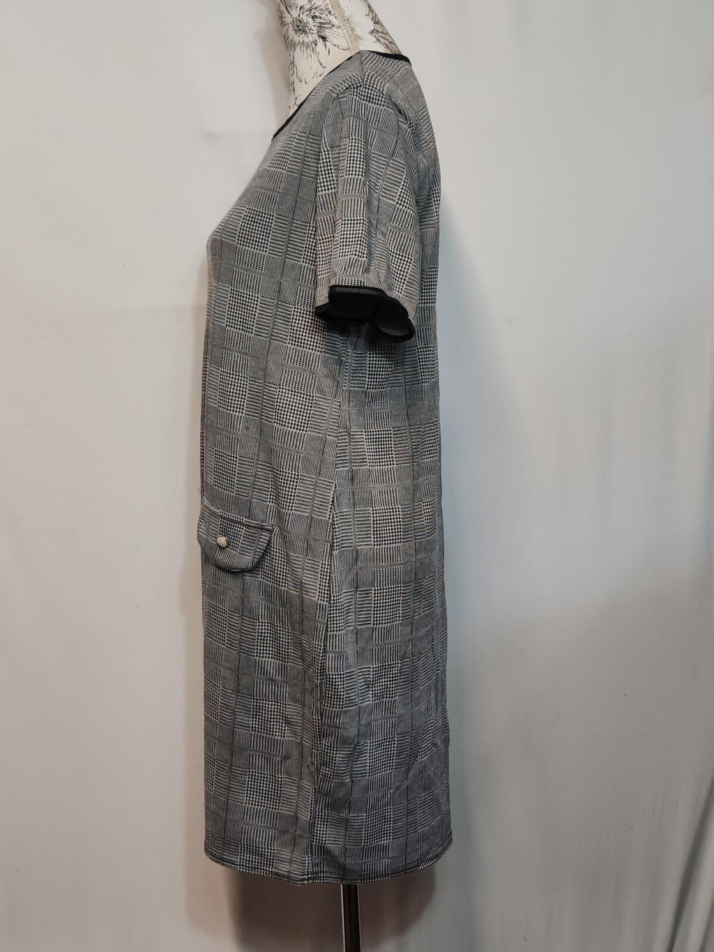 Select | UK 16 | Dogtooth Tartan Tunic Dress | Black & White |Polyester |