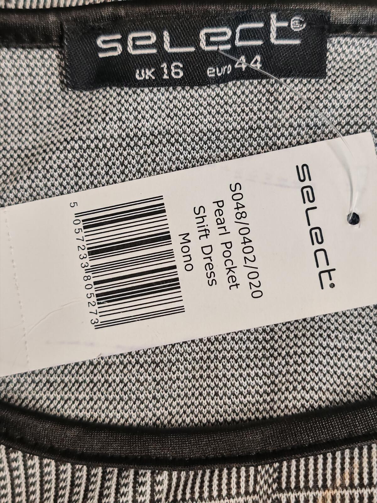 Select | UK 16 | Dogtooth Tartan Tunic Dress | Black & White |Polyester |