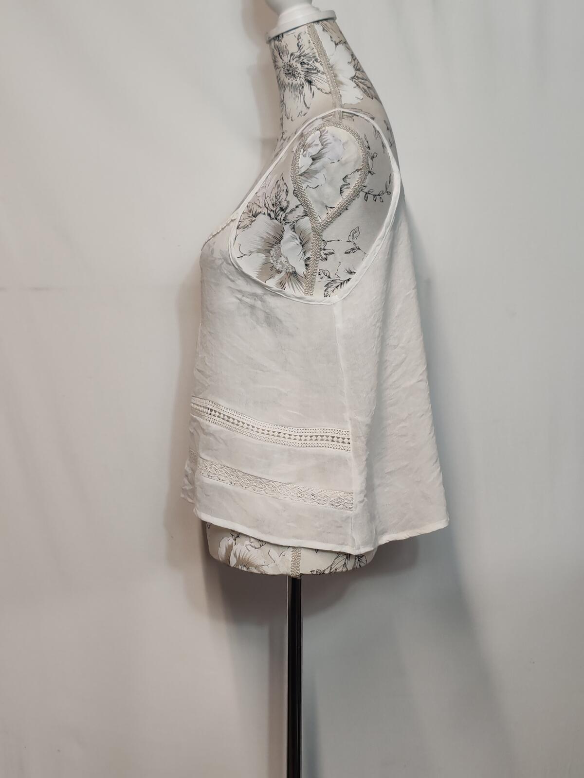 Cameo Rose | UK 12 | Lace Panel Vest Top | Cream | Cotton