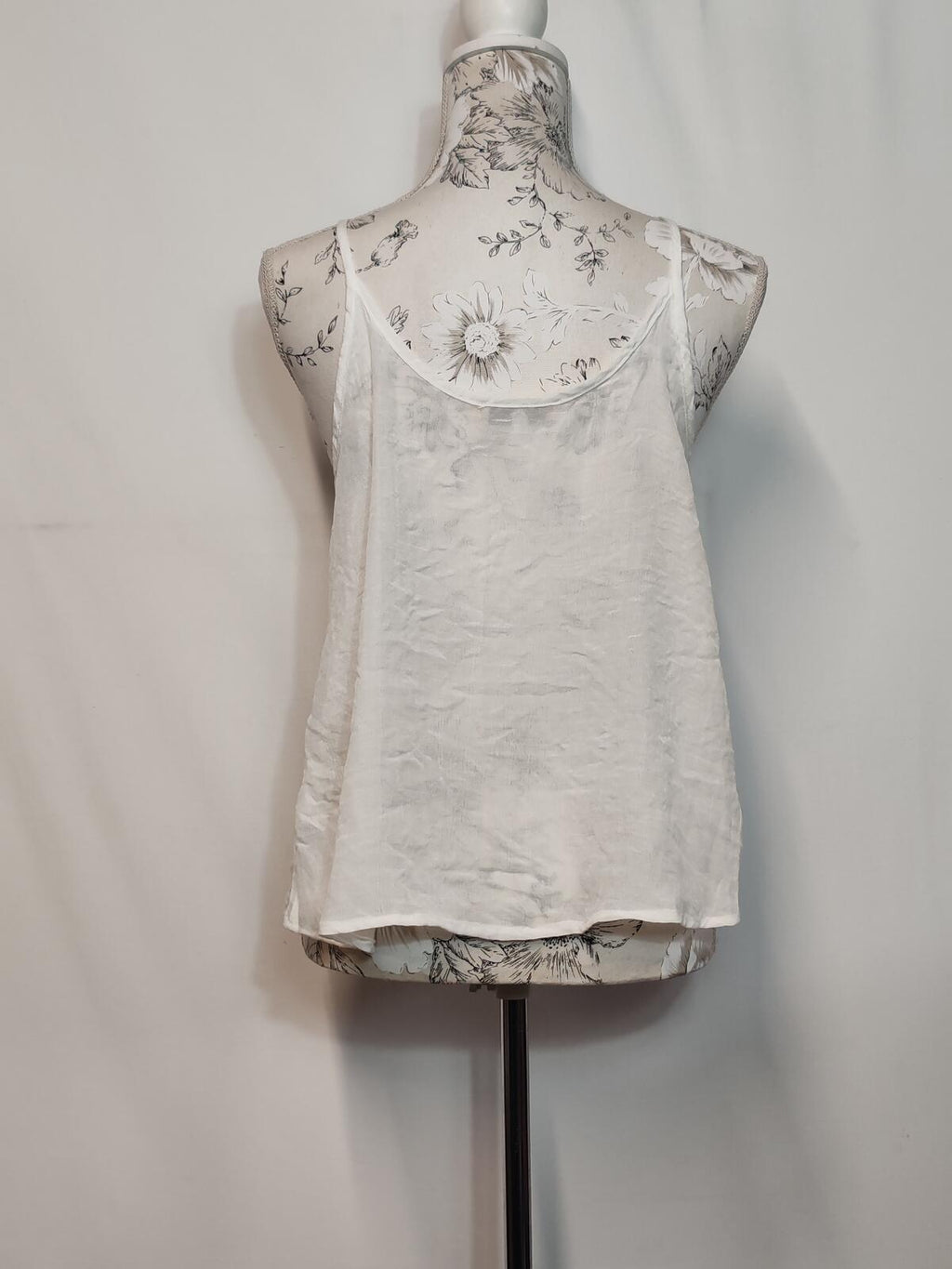 Cameo Rose | UK 12 | Lace Panel Vest Top | Cream | Cotton