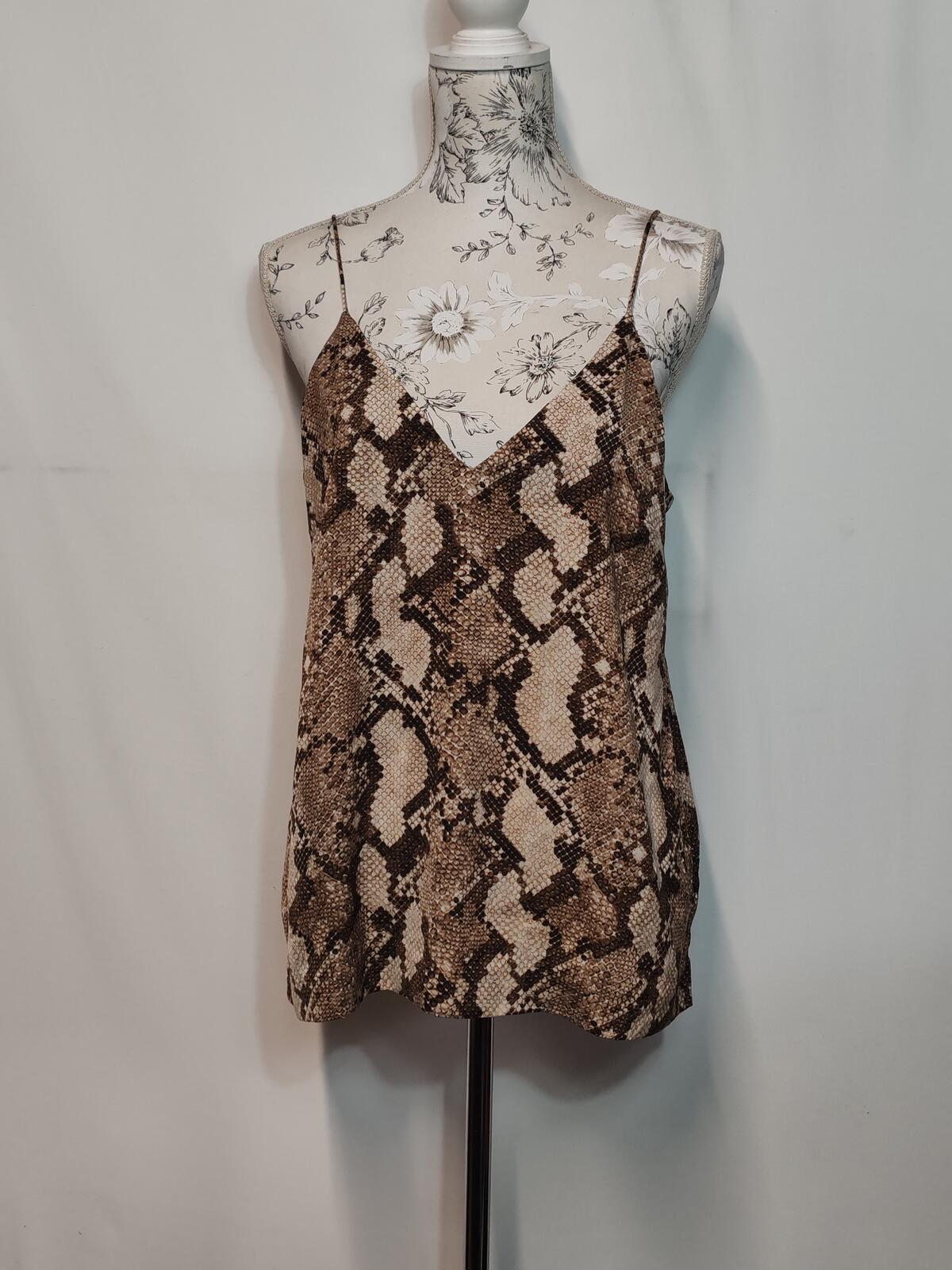 H&M | UK 16 | Snake Print Strappy Top | Browns | Polyester