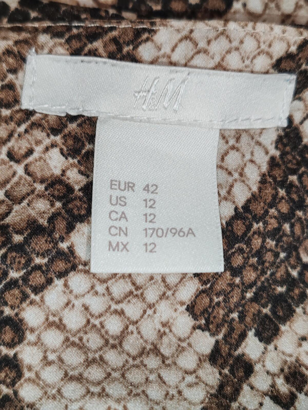H&M | UK 16 | Snake Print Strappy Top | Browns | Polyester