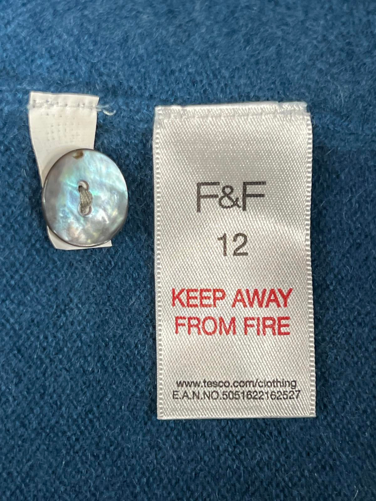 F&F | Size 12 | 100% Cashmere | Blue Cardigan