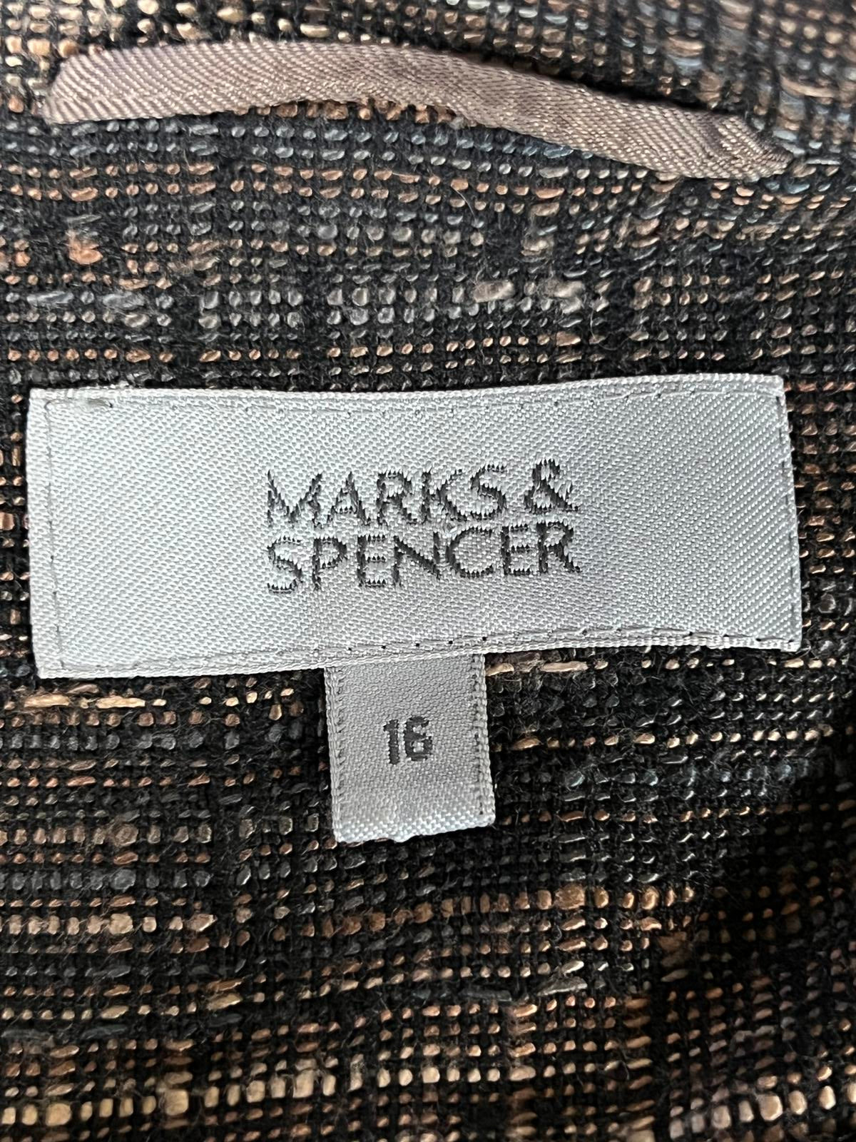 Brown Tweed Button-Up Blazer Jacket