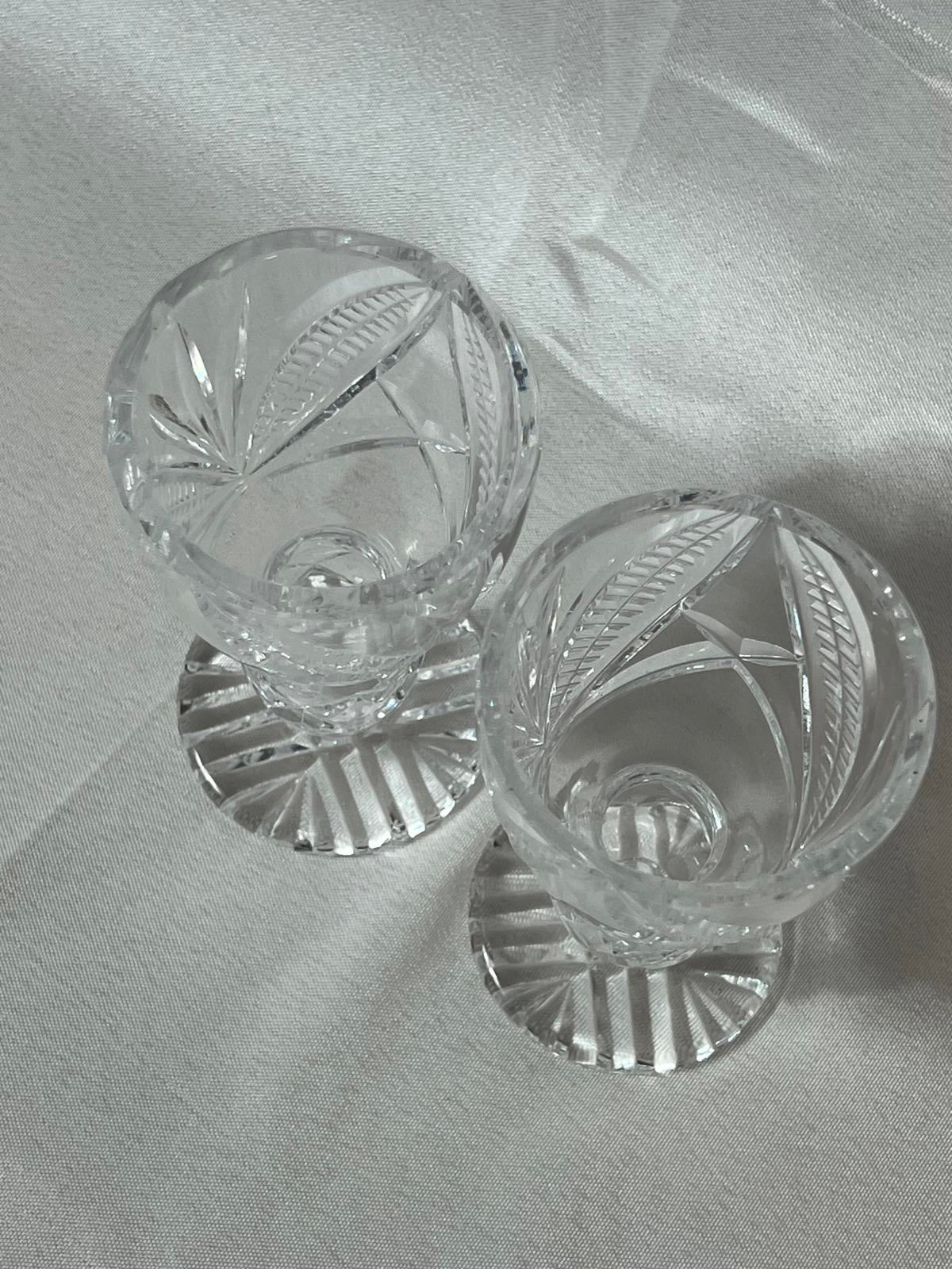 Two cut crystal  liquer Vintage Glasses