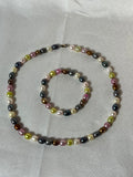 Rainbow Pearl necklace and matching bracelet |  Man-Made