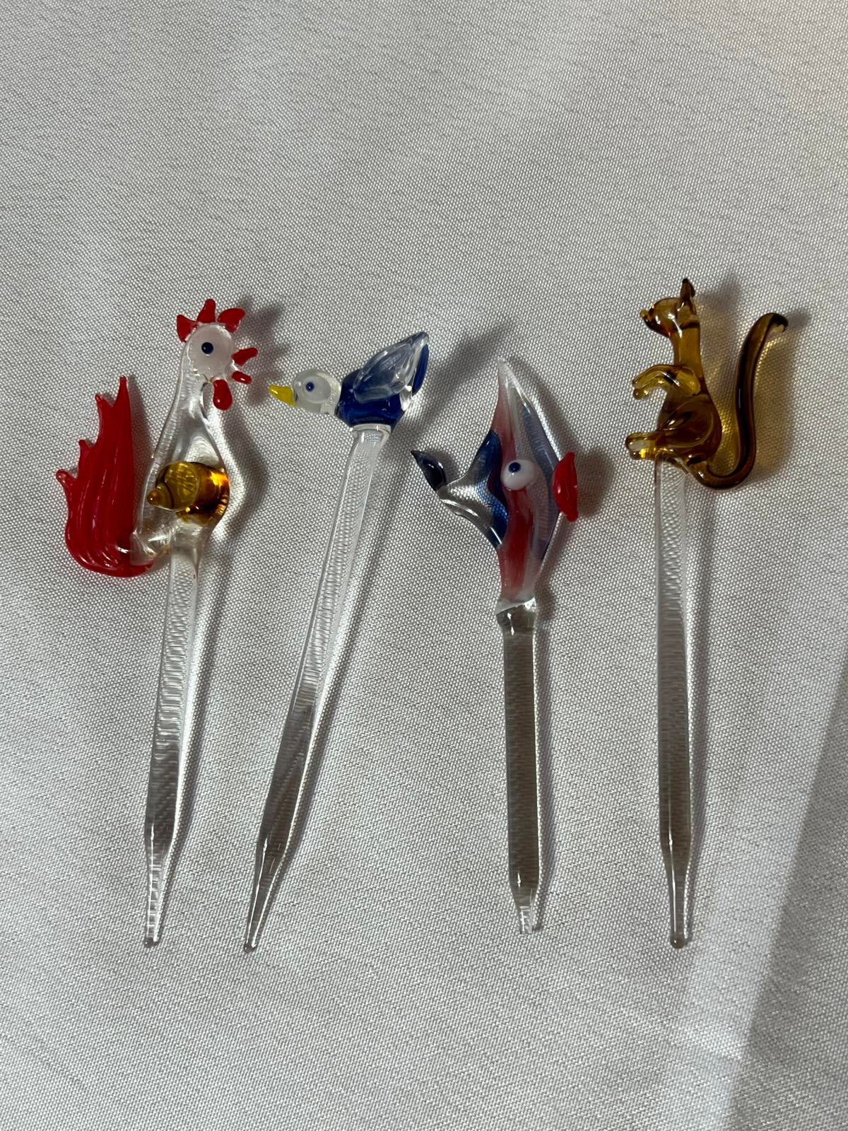 Vintage Murano-Style glass cocktail swizzle sticks