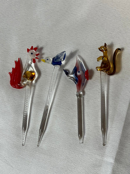 Vintage Murano-Style glass cocktail swizzle sticks