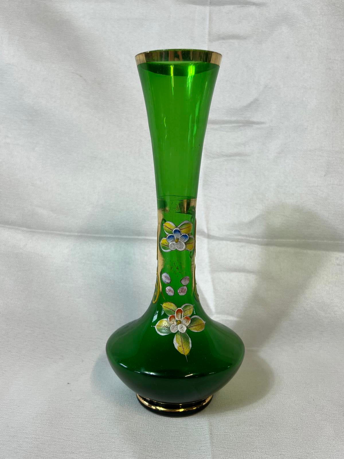 Floral Bottle Green Glass Hyacinth Vase