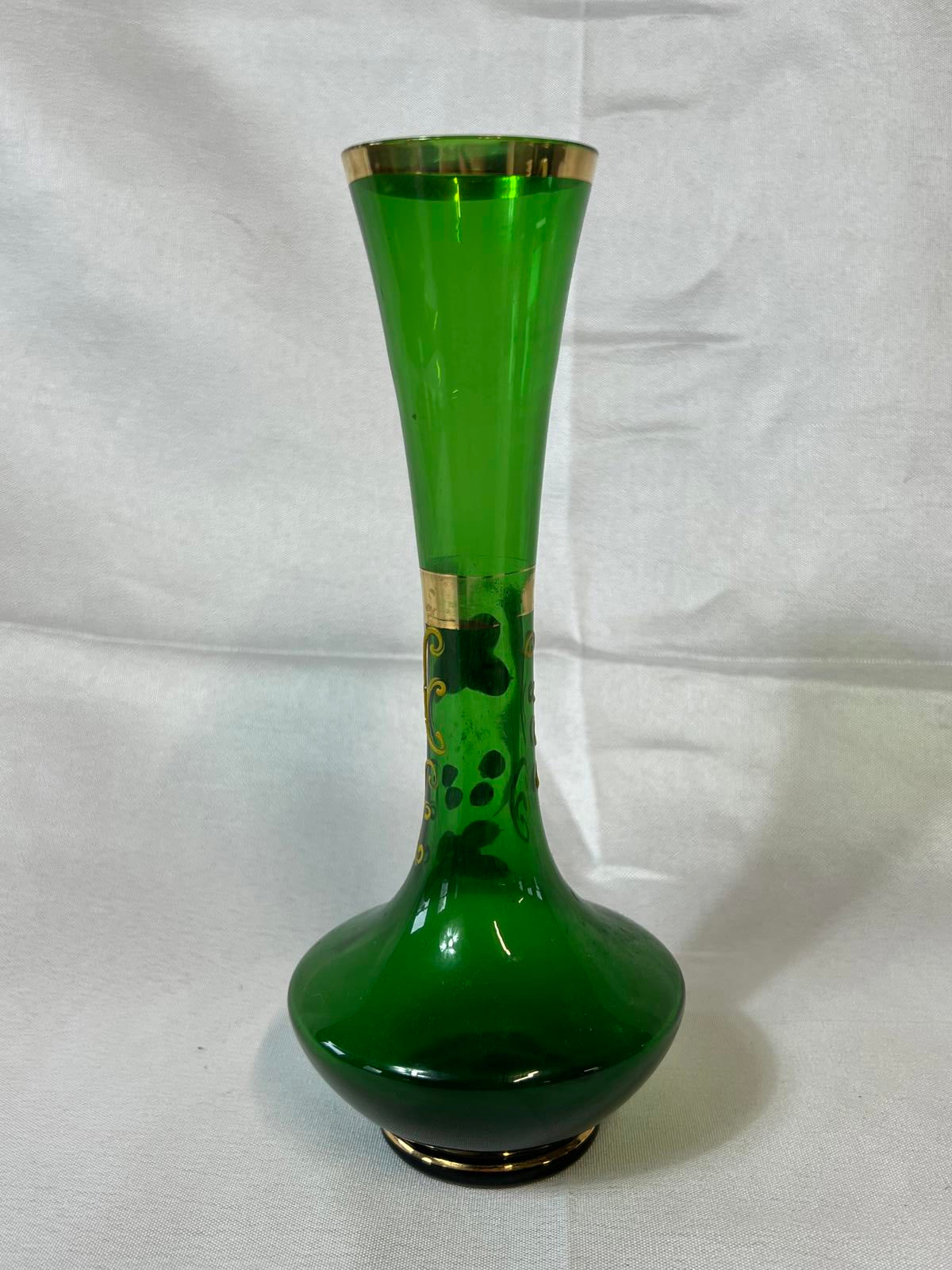 Floral Bottle Green Glass Hyacinth Vase