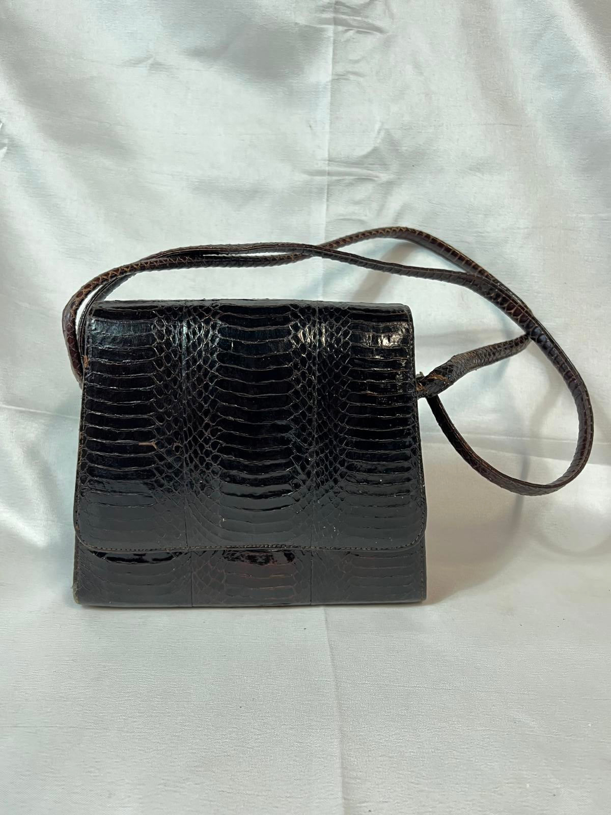 Genuine Vintage Black Snakeskin HandBag | No Label | Good
