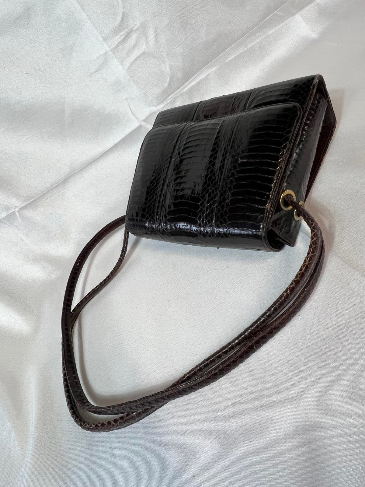 Genuine Vintage Black Snakeskin HandBag | No Label | Good