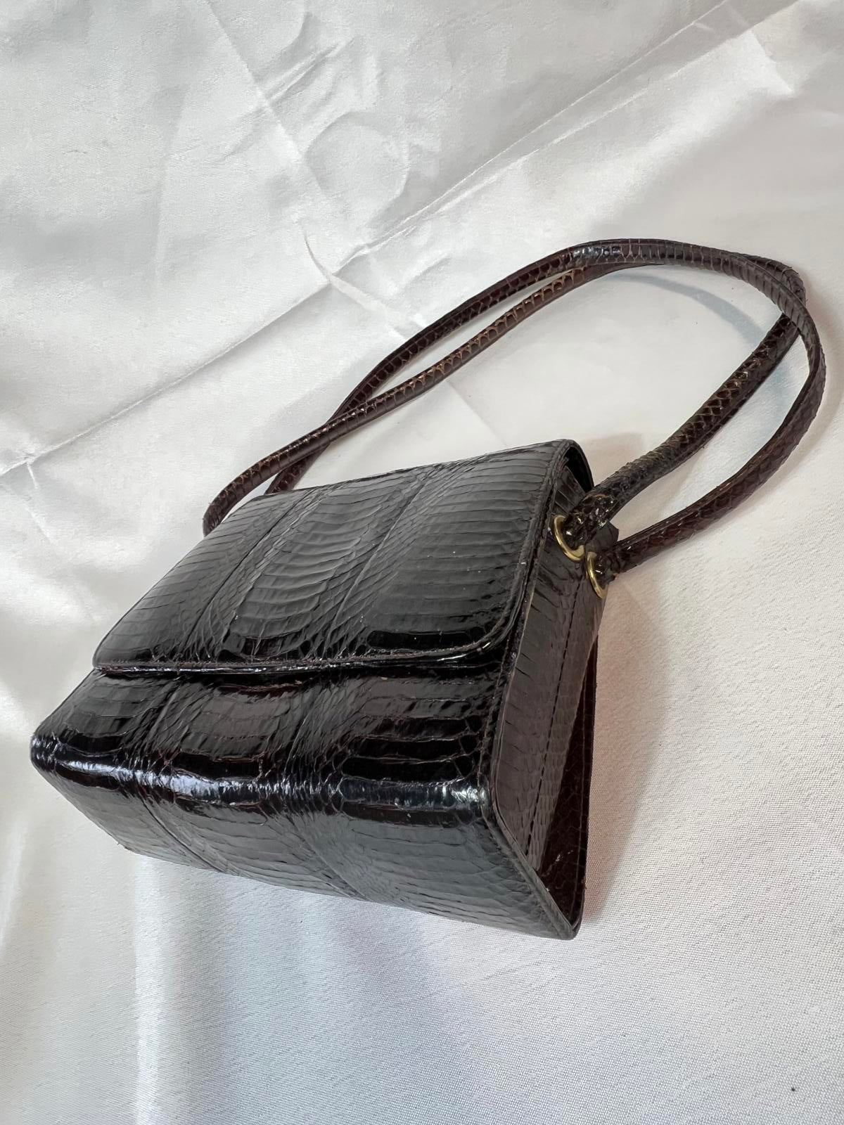Genuine Vintage Black Snakeskin HandBag | No Label | Good