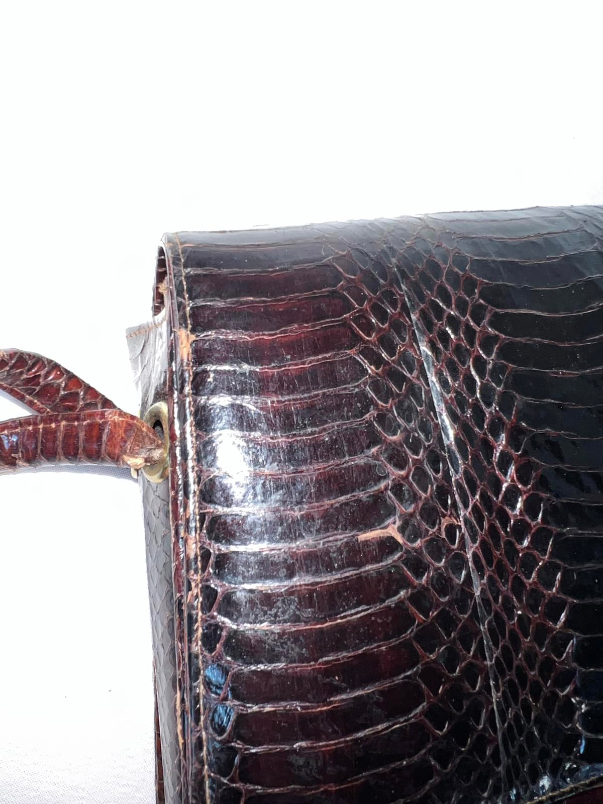 Genuine Vintage Black Snakeskin HandBag | No Label | Good