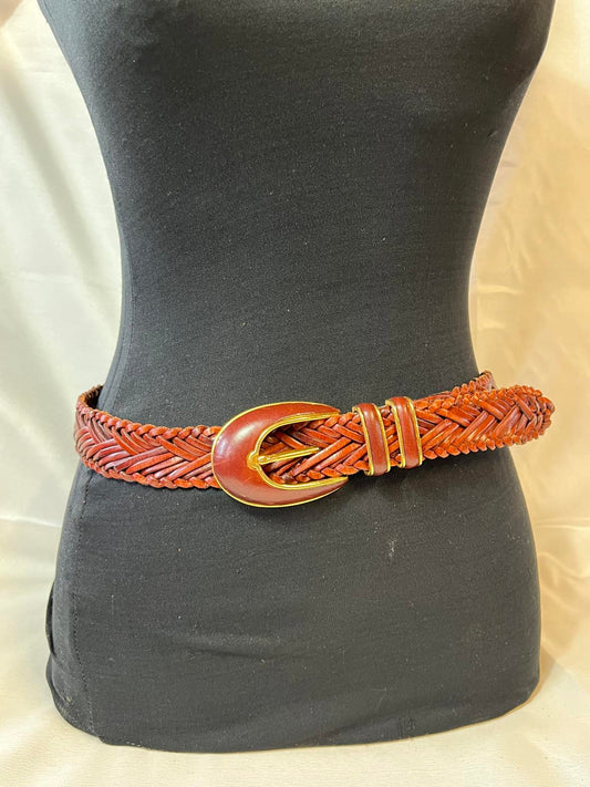 Vintage Tan Woven Leather Belt | Excellent Condition