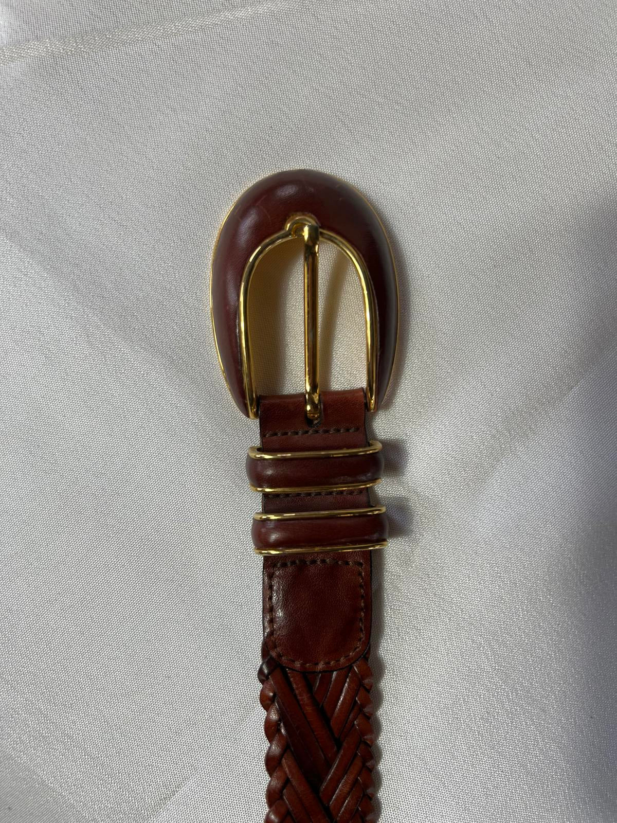 Vintage Tan Woven Leather Belt | Excellent Condition