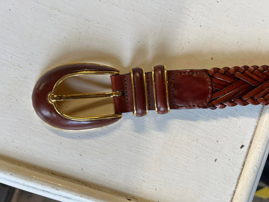 Vintage Tan Woven Leather Belt | Excellent Condition