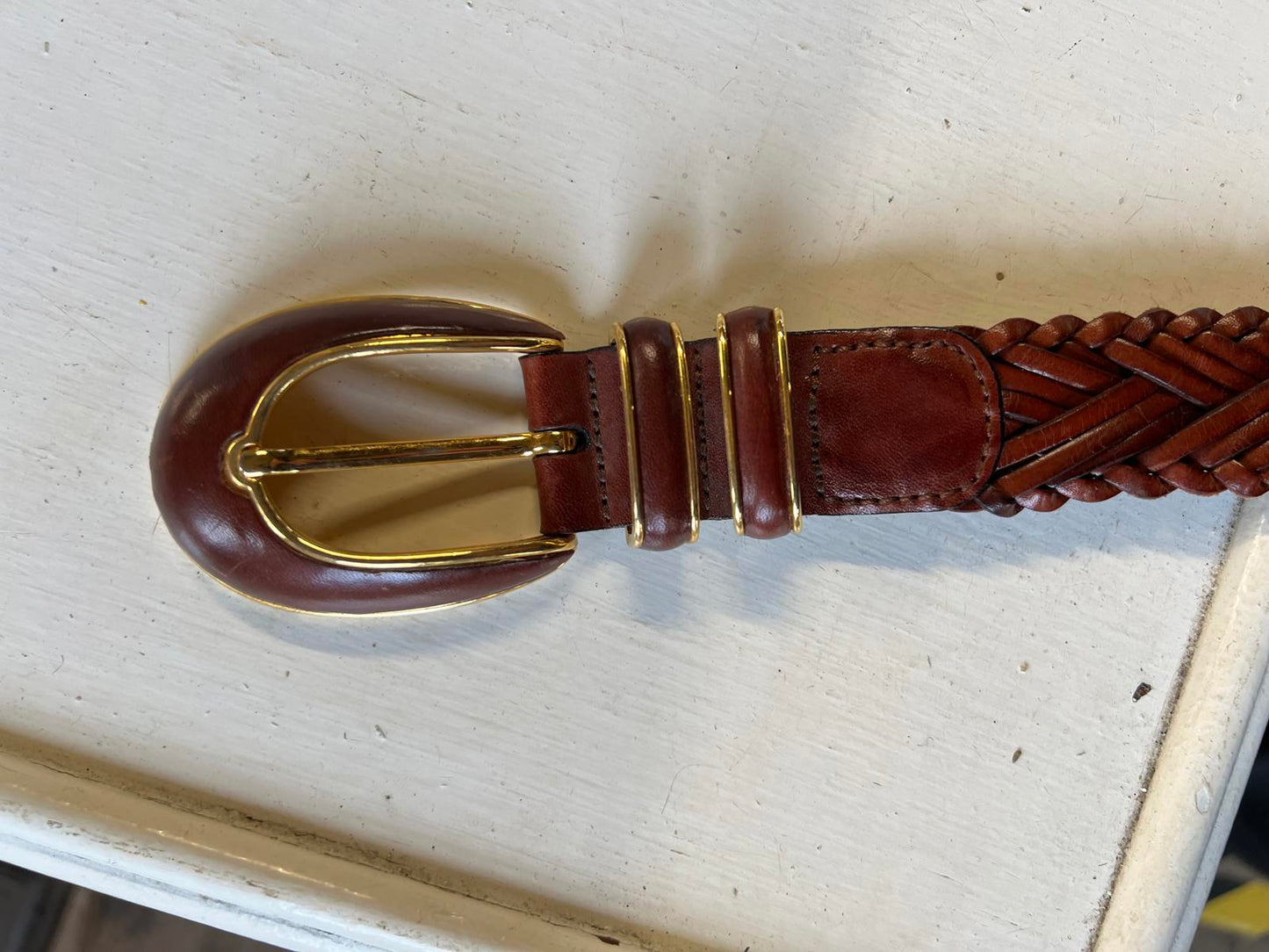 Vintage Tan Woven Leather Belt | Excellent Condition