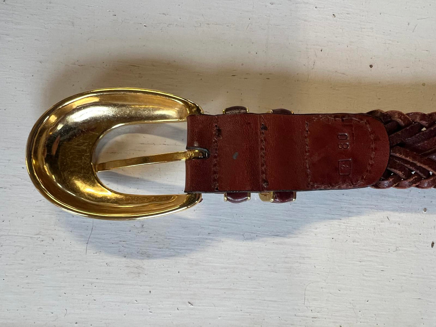 Vintage Tan Woven Leather Belt | Excellent Condition