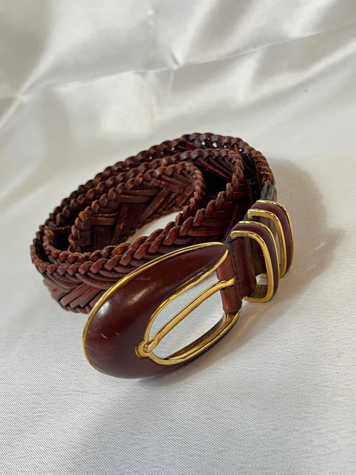 Vintage Tan Woven Leather Belt | Excellent Condition