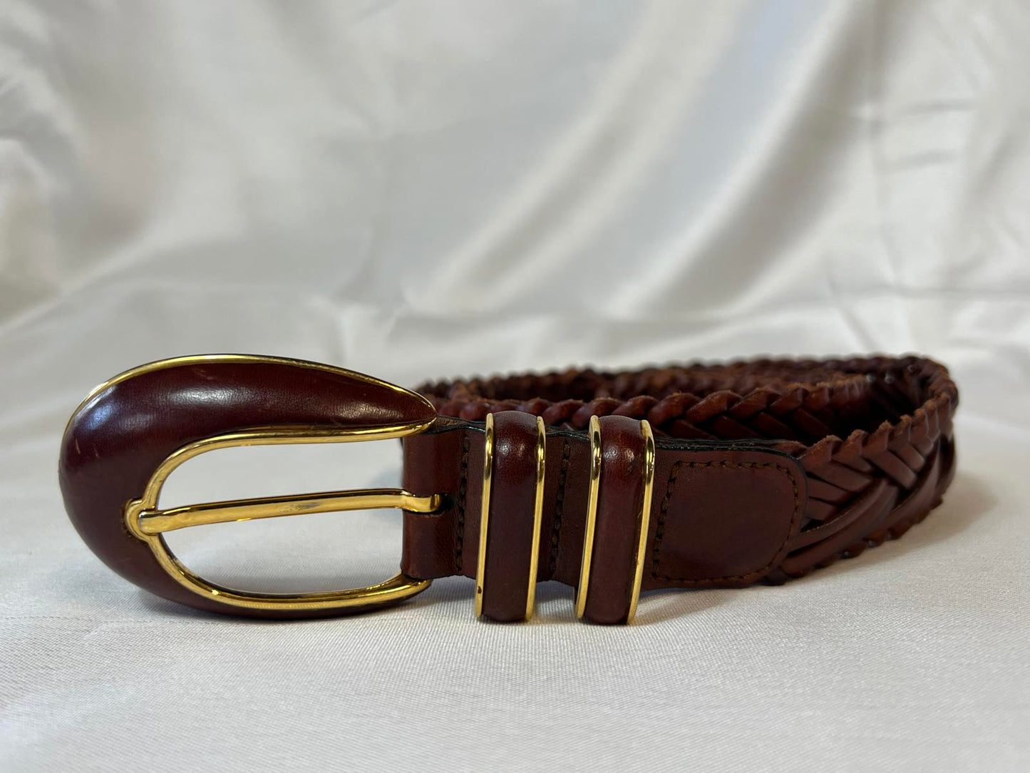 Vintage Tan Woven Leather Belt | Excellent Condition