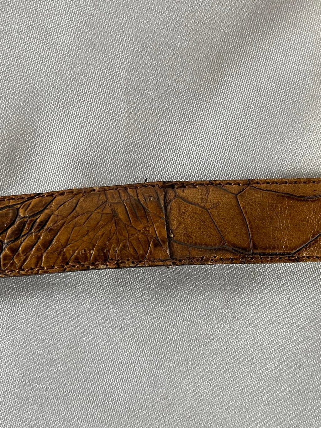 Vera Pelle | Vintage Tan Faux Crocodile Leather Belt