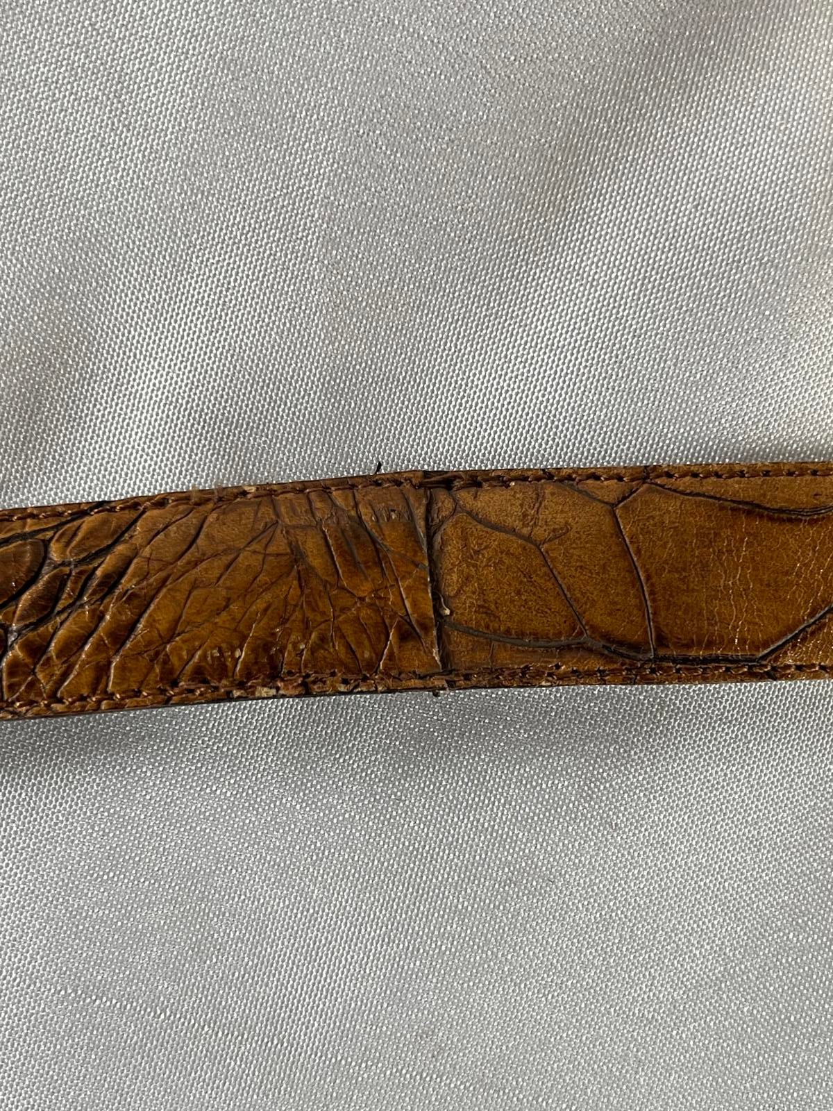 Vera Pelle | Vintage Tan Faux Crocodile Leather Belt