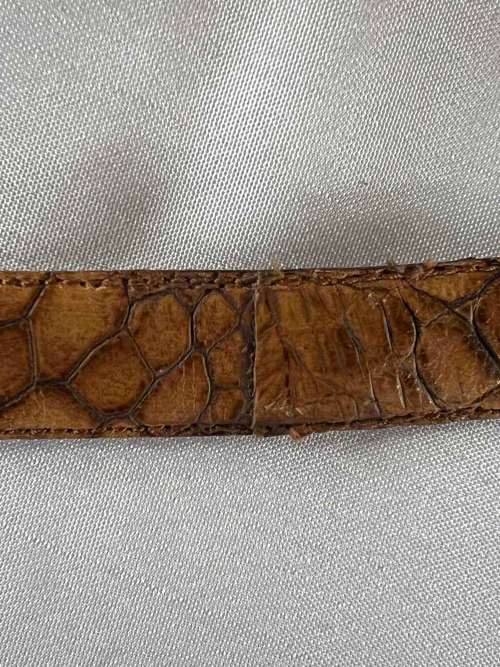 Vera Pelle | Vintage Tan Faux Crocodile Leather Belt