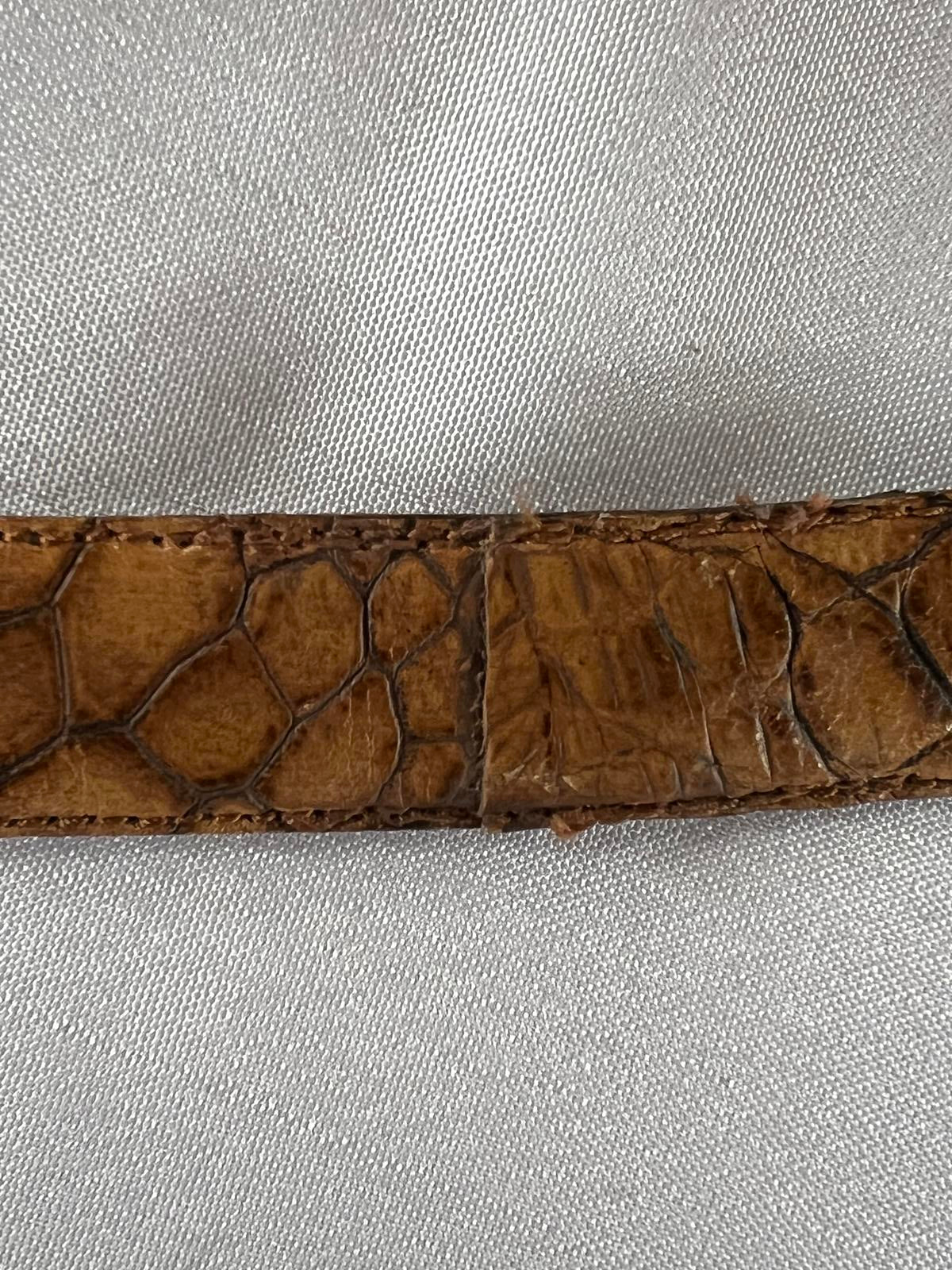 Vera Pelle | Vintage Tan Faux Crocodile Leather Belt