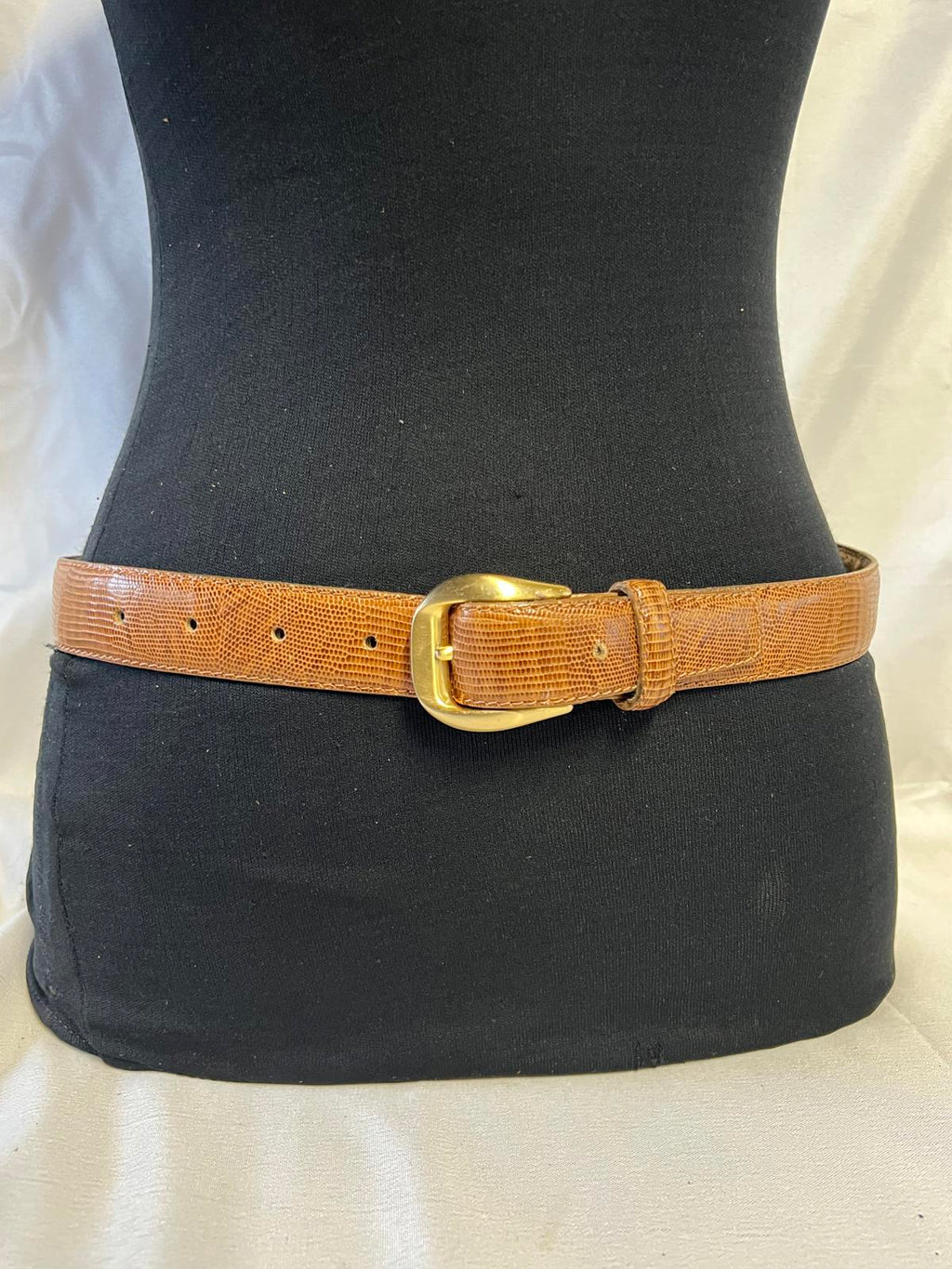 Vintage Tan Faux Snakeskin Belt | 36” | Good