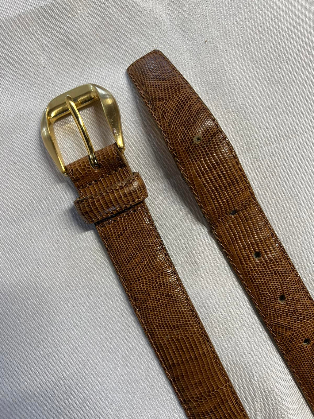 Vintage Tan Faux Snakeskin Belt | 36” | Good