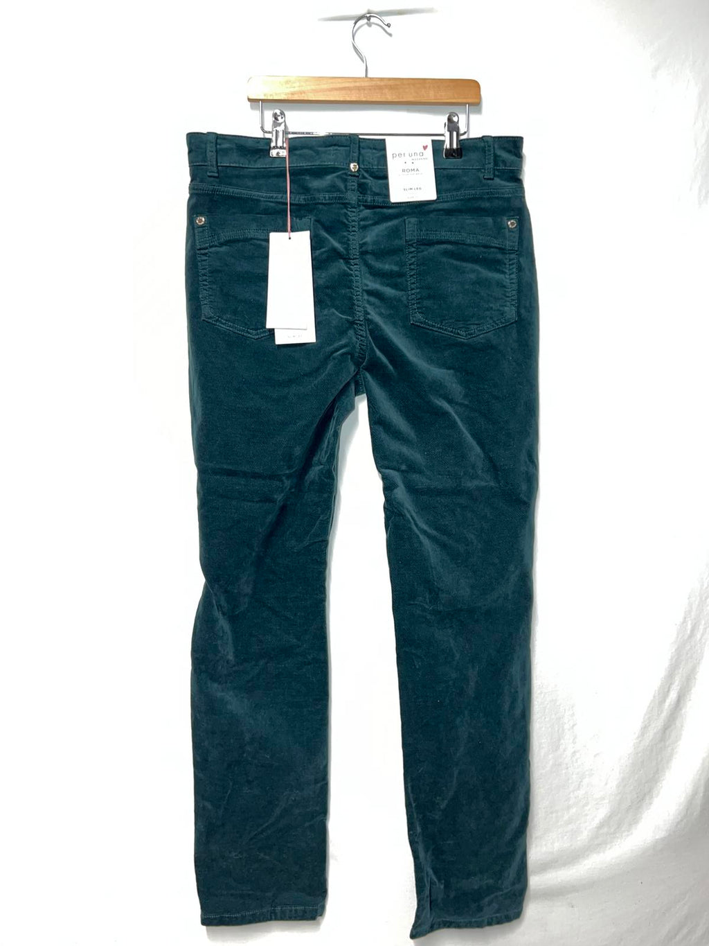 Per Una | Size 12 Regular | Forest Green Velvet-Like Pants
