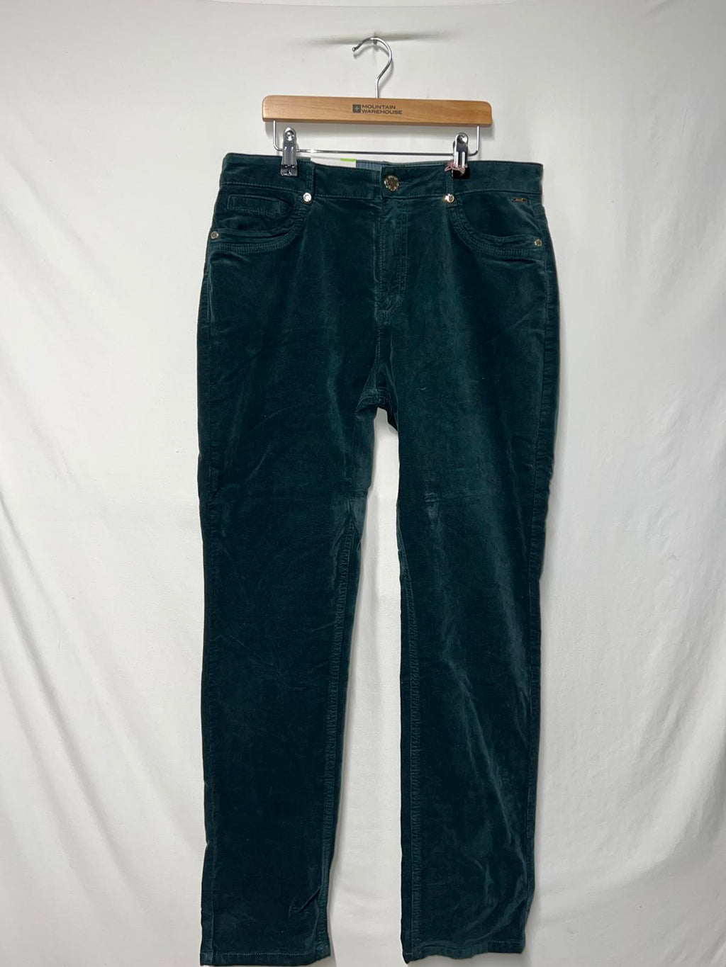 Per Una | Size 12 Regular | Forest Green Velvet-Like Pants