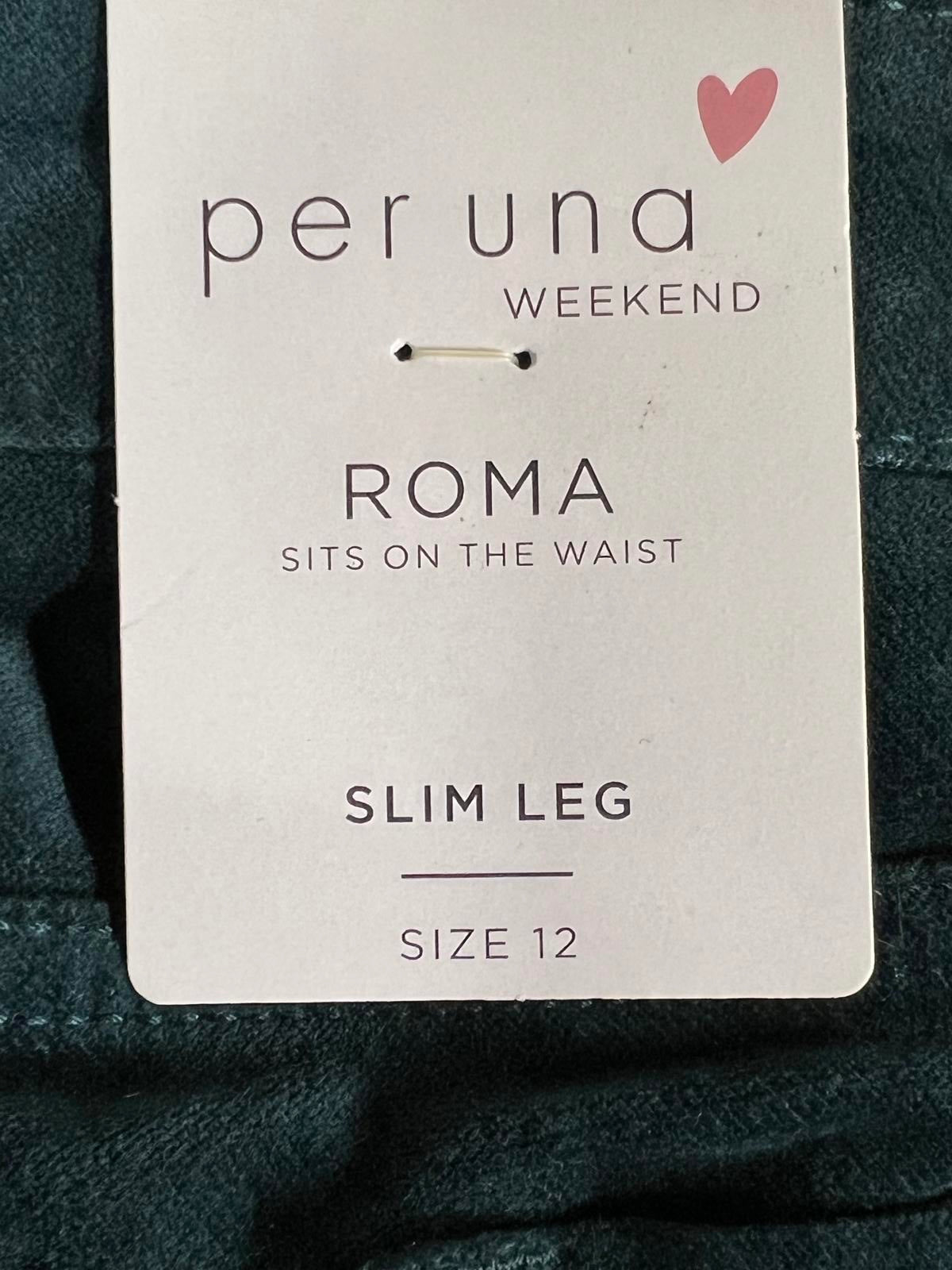 Per Una | Size 12 Regular | Forest Green Velvet-Like Pants